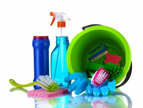 Professional window cleaning in a bright home interior