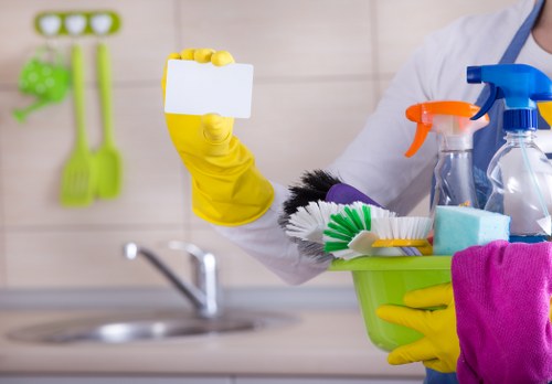 Cleaning professional preparing a domestic cleaning service booking