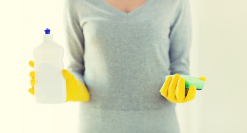 Cleaners following proper hygiene and safety procedures