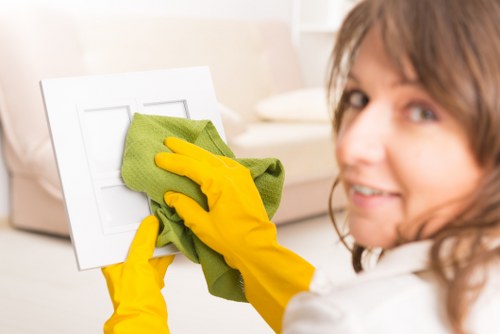 Cleaninghome bathroom cleaning with hygienic surfaces and polished fixtures